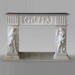 Carrara marble fireplace with Adam and Eve decoration