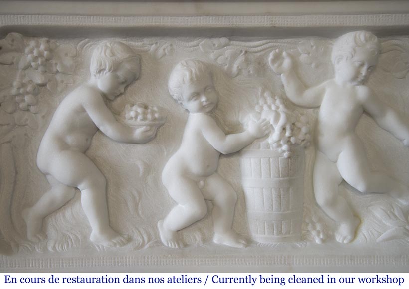 Carrara marble fireplace with Adam and Eve decoration-3