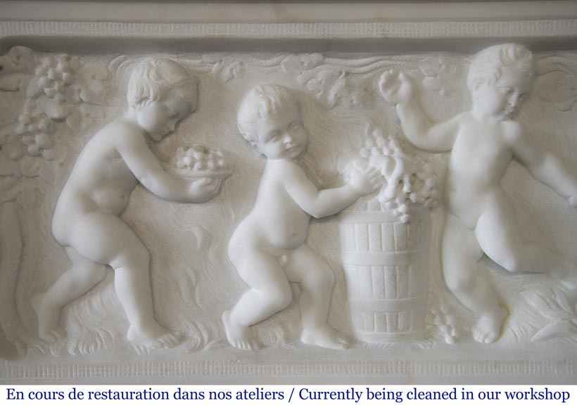 Carrara marble fireplace with Adam and Eve decoration-3