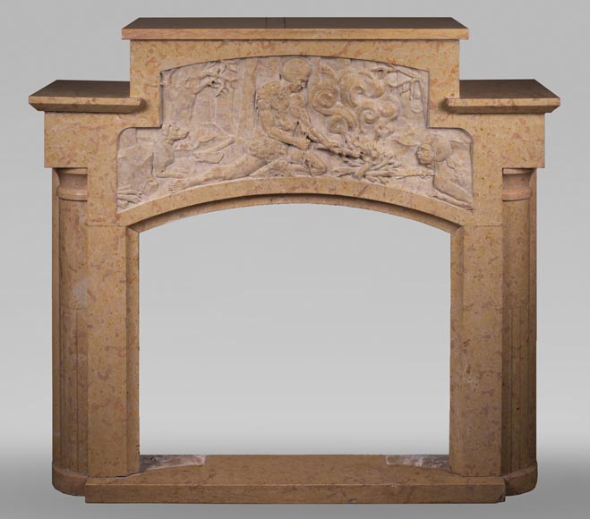 Art Deco fireplace in marble stone-0