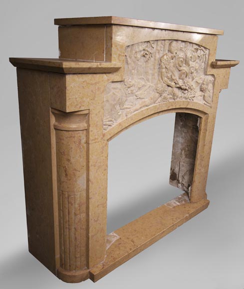 Art Deco fireplace in marble stone-5