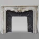 Antique Louis XV style mantel with palm leaves in Carrara marble