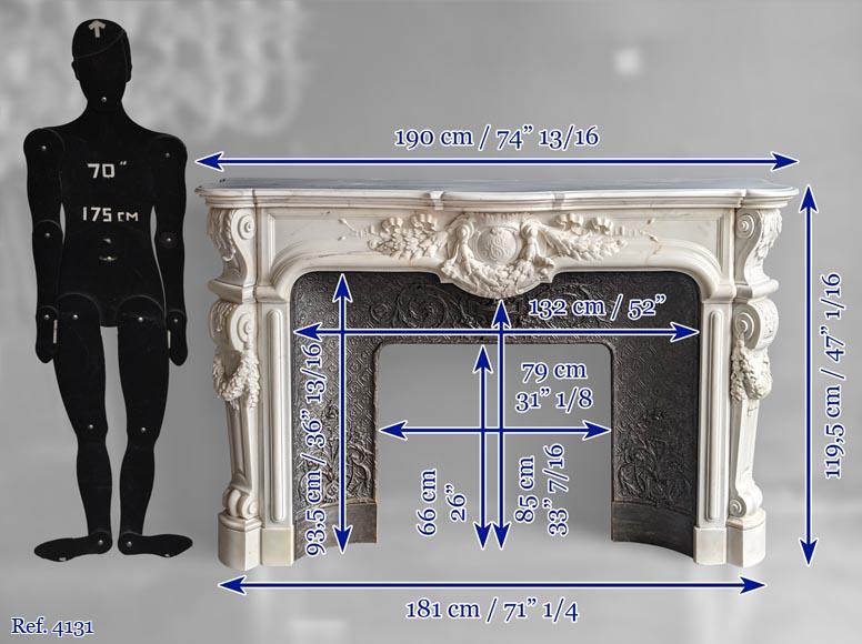 Important Napoleon III style with a monogram in statuary marble-16