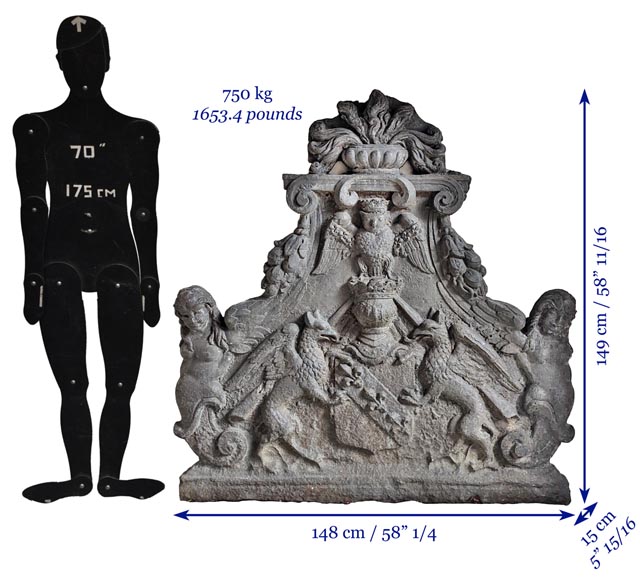 Fireback with the Châtelet coat of arms-15