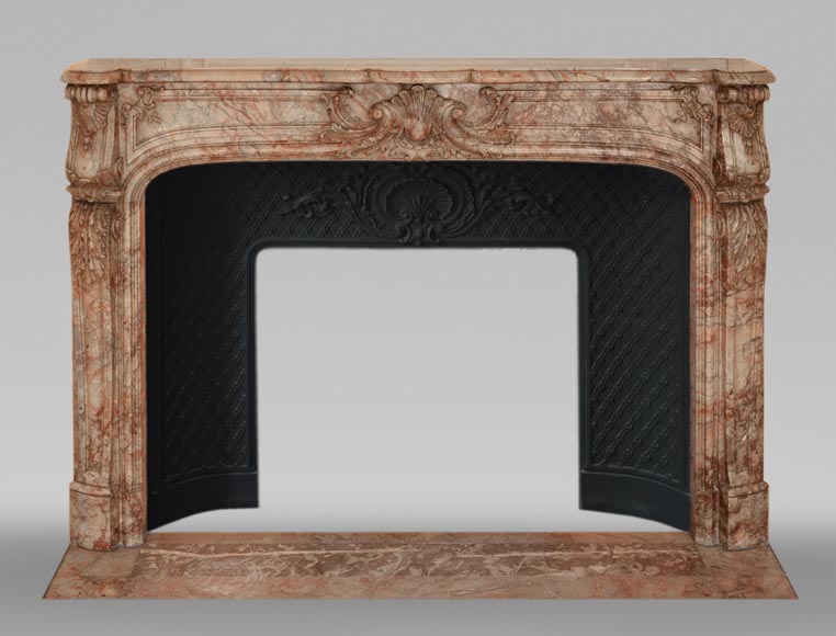 Antique Regence style mantel richly sculpted in Escalettes marble-0