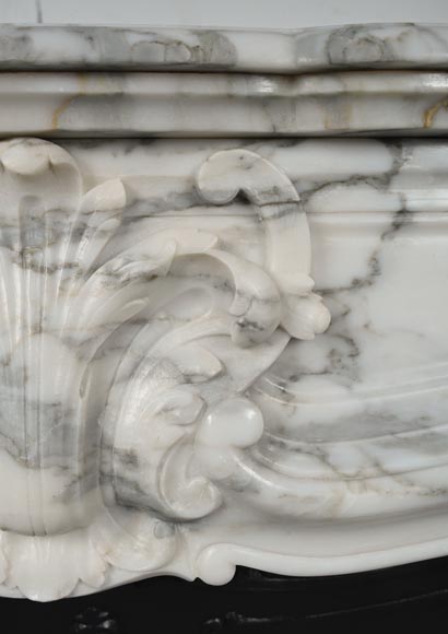 Regence style scrolled mantel carved in Arabescato marble-2