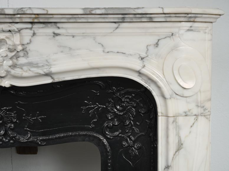 Regence style scrolled mantel carved in Arabescato marble-8