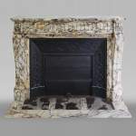 Antique Louis XVI style fireplace in Breche Médicis marble