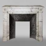 Antique Louis XVI style fireplace with rosette in Arabescato marble