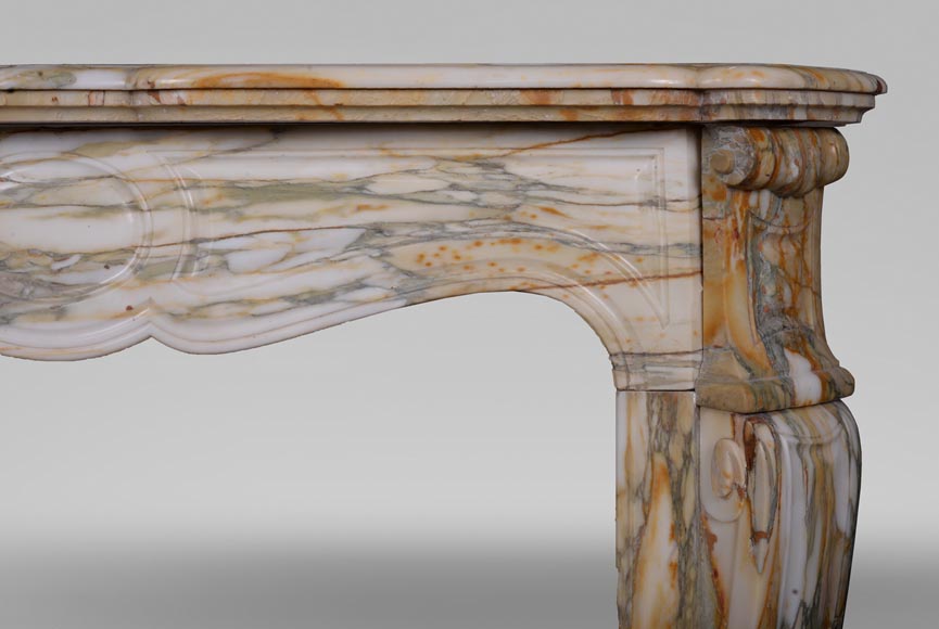 Pompadour mantel, Brèche de Médous marble, 19th century-6