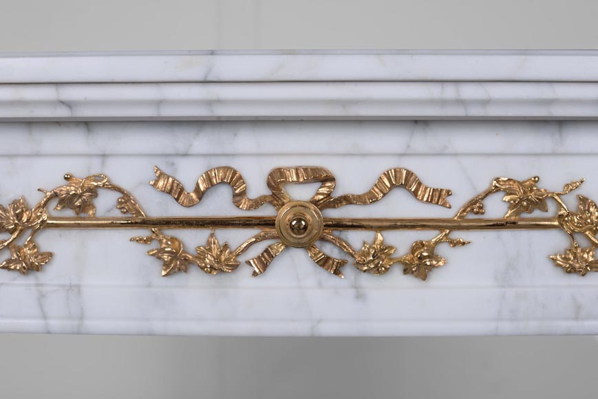 Louis XVI style mantel with bronze decorations-1