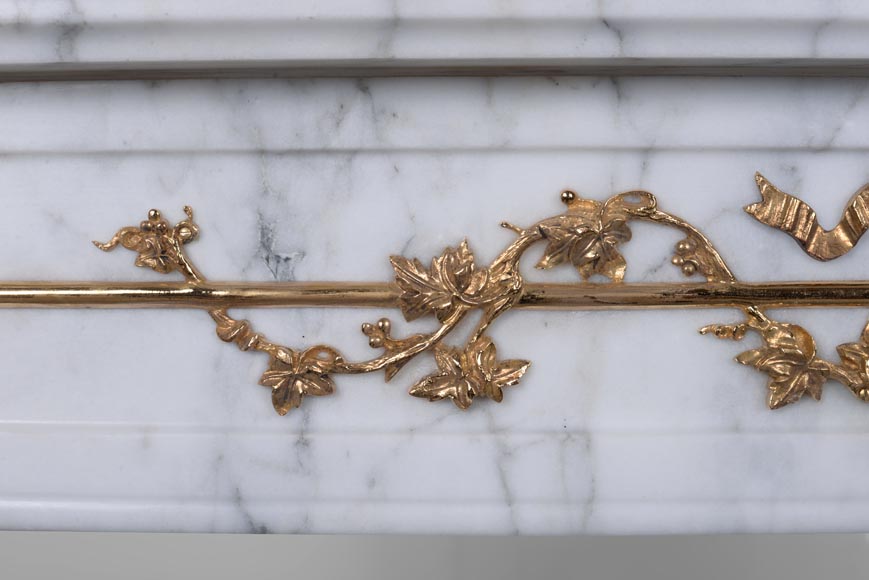 Louis XVI style mantel with bronze decorations-3