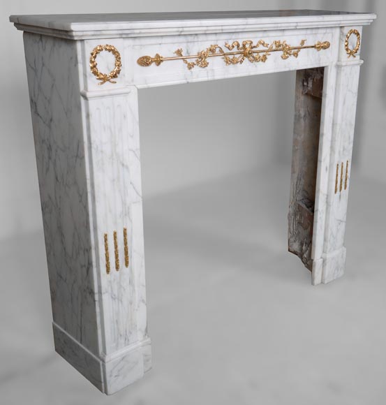 Louis XVI style mantel with bronze decorations-4