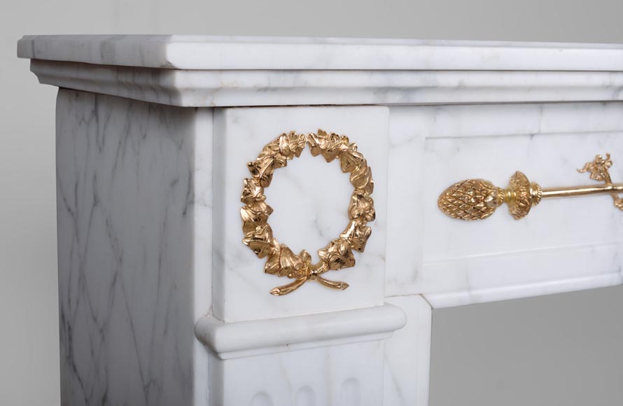 Louis XVI style mantel with bronze decorations-5