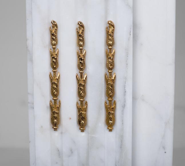 Louis XVI style mantel with bronze decorations-6