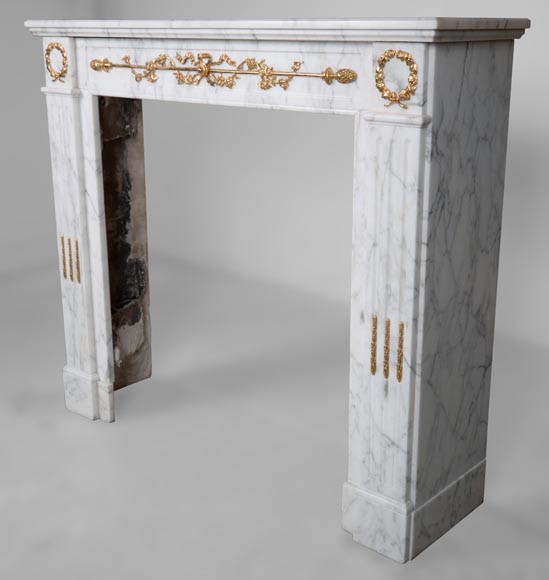 Louis XVI style mantel with bronze decorations-8