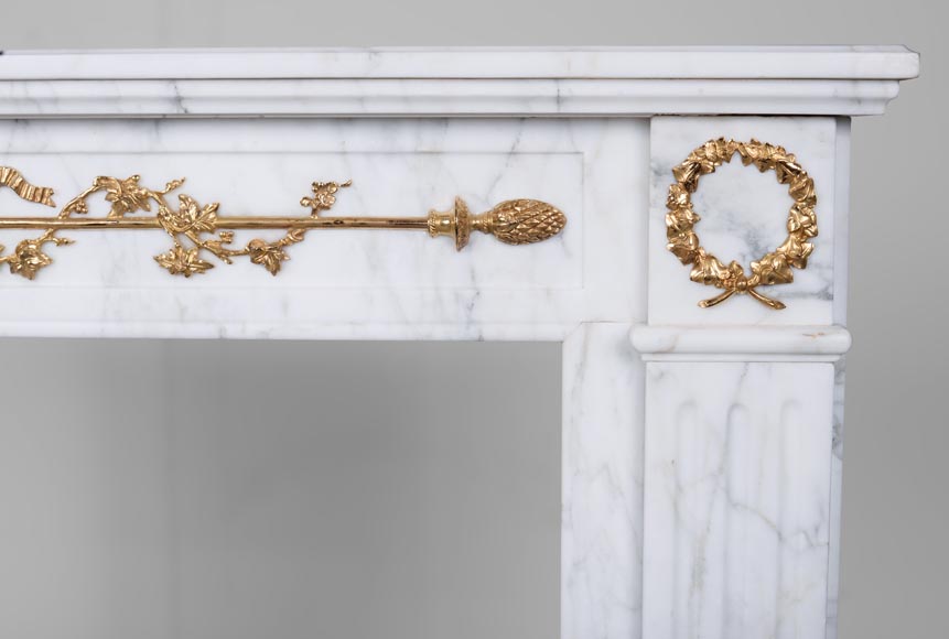 Louis XVI style mantel with bronze decorations-9