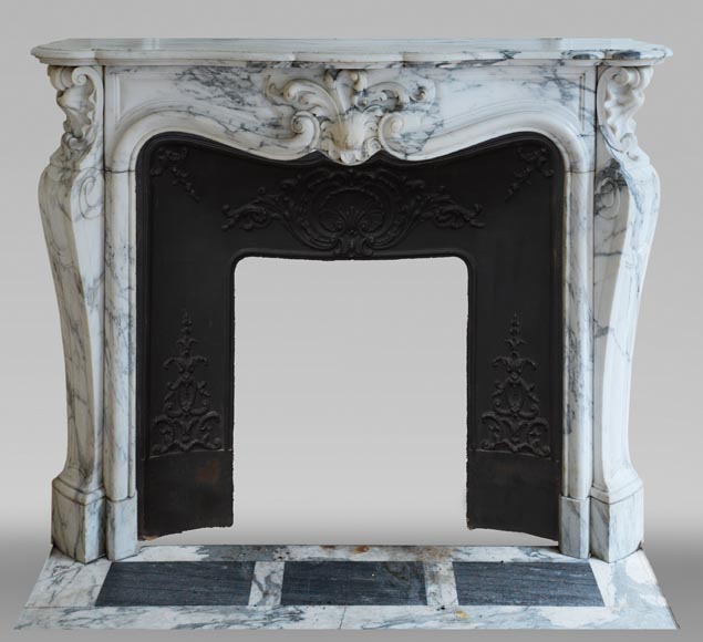 Antique Louis XV style fireplace in Arabescato marble-0