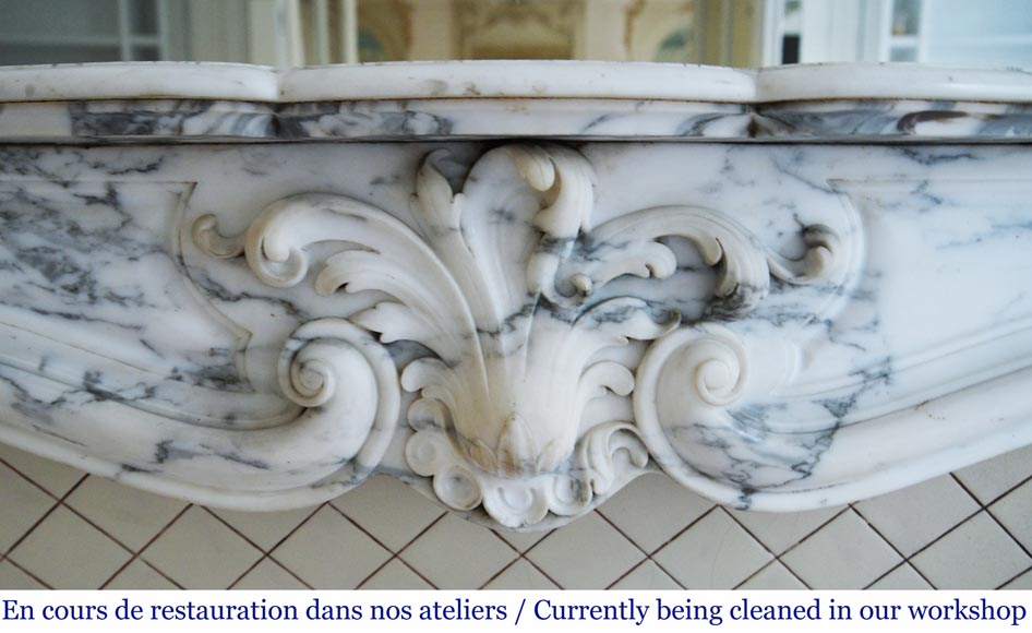 Antique Louis XV style fireplace in Arabescato marble-1