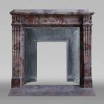 Antique Louis XVI style mantel in Enjugerais marble with its hearth floor
