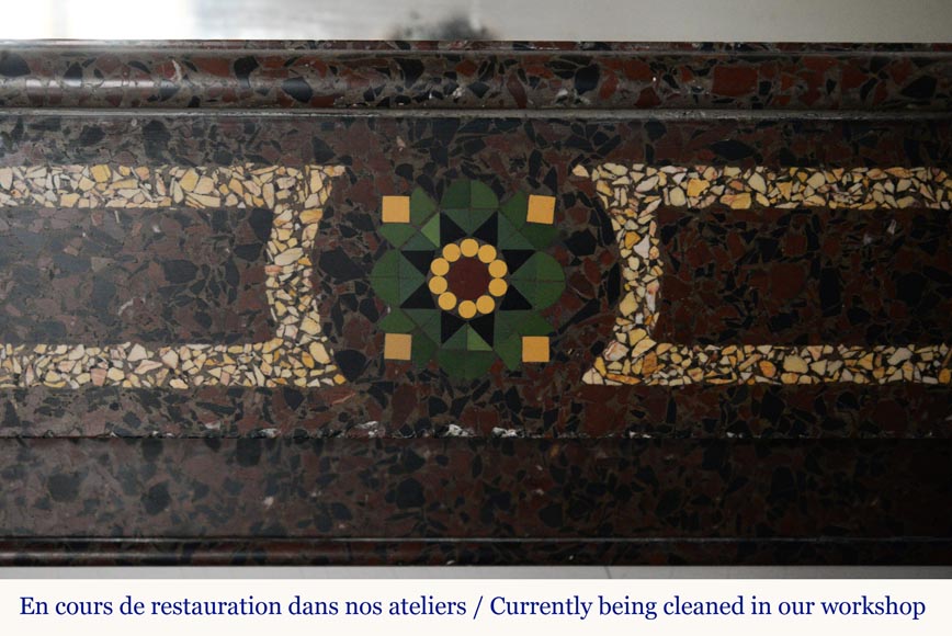 Napoleon III style mantel in marble mosaic-1