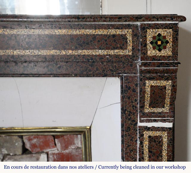 Napoleon III style mantel in marble mosaic-8
