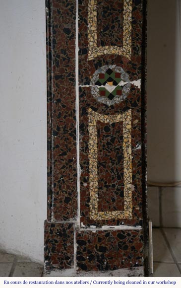 Napoleon III style mantel in marble mosaic-9