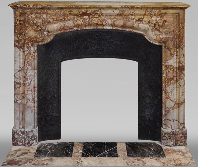 Antique Louis XIV style Bolection mantel in Breche de Montmeyan marble from the end of the 19th century-0