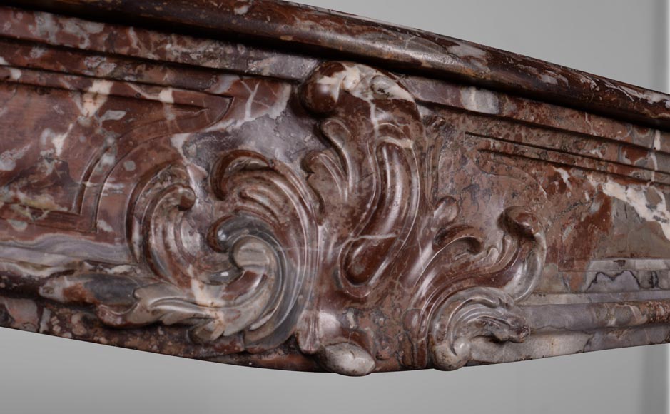 Louis XV period mantel, Red Royal marble-2