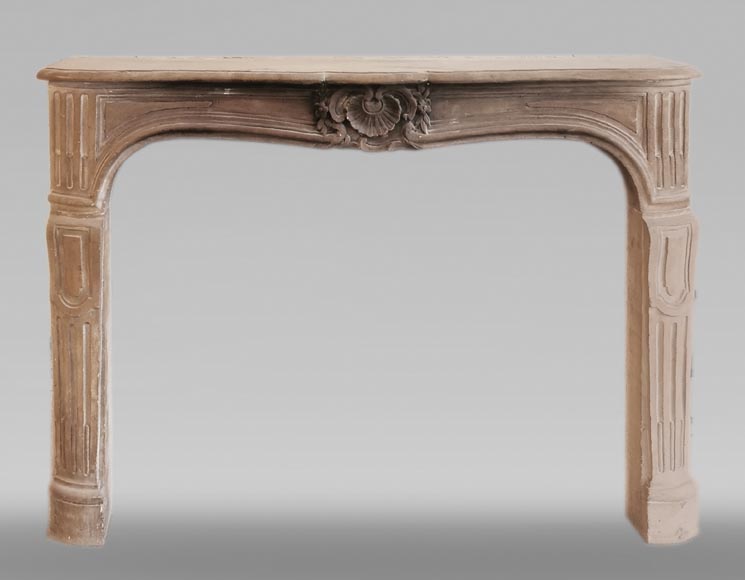 Antique Louis XV period mantel in stone, 18th century-0