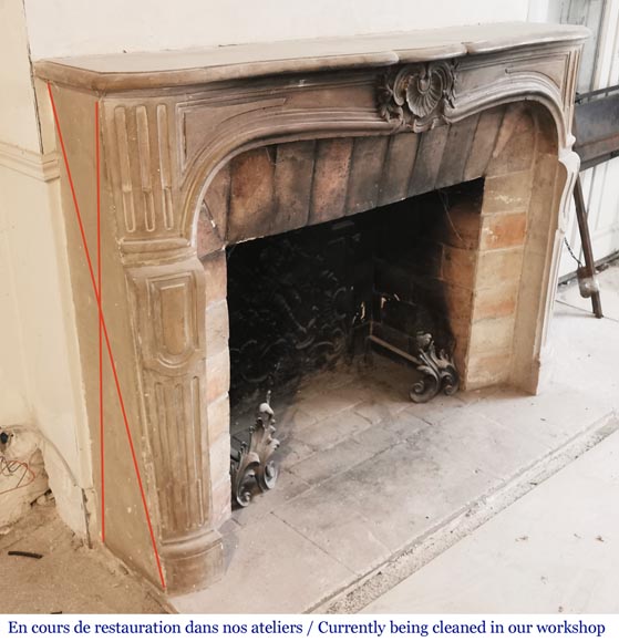 Antique Louis XV period mantel in stone, 18th century-2