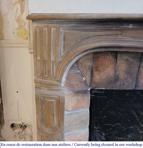 Antique Louis XV period mantel in stone, 18th century-3
