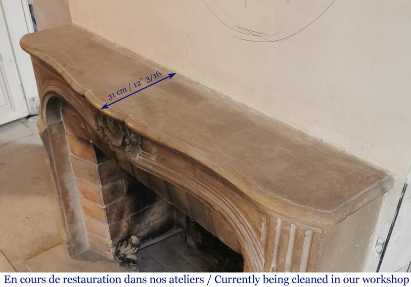 Antique Louis XV period mantel in stone, 18th century-6