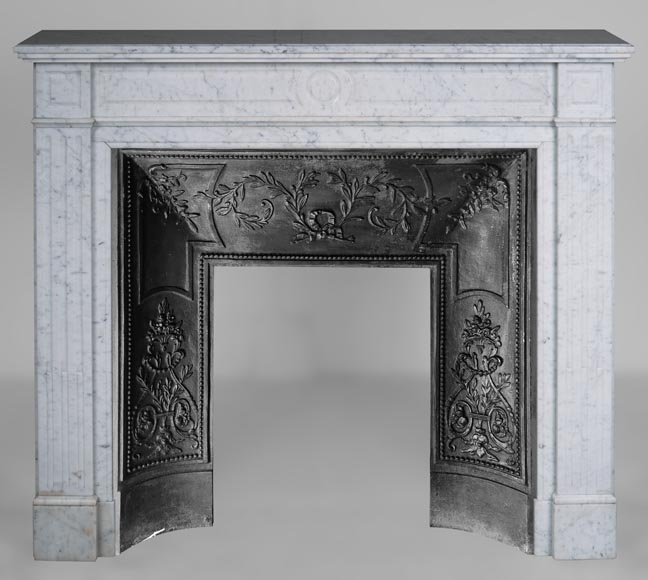 Small Louis XVI style fireplace in Carrara marble-0