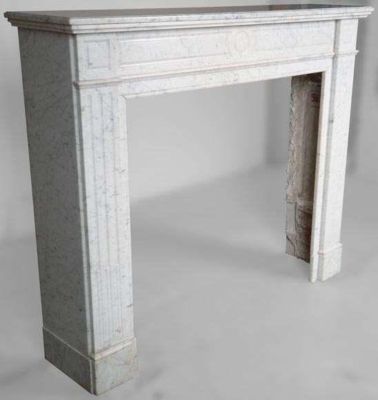 Small Louis XVI style fireplace in Carrara marble-2