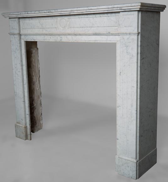 Small Louis XVI style fireplace in Carrara marble-5