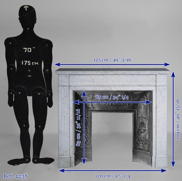 Small Louis XVI style fireplace in Carrara marble-9