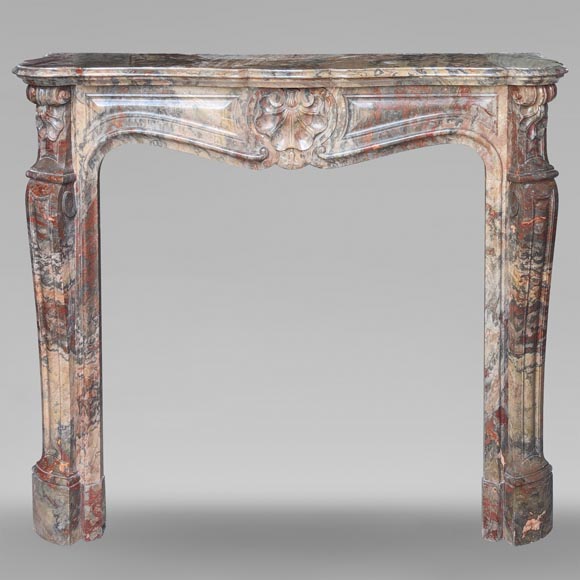 Louis XV style three shell mantel in Enjugerais marble-0