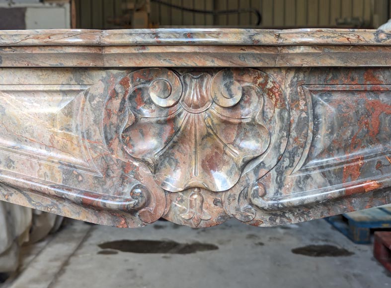 Louis XV style three shell mantel in Enjugerais marble-1