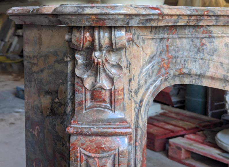 Louis XV style three shell mantel in Enjugerais marble-4