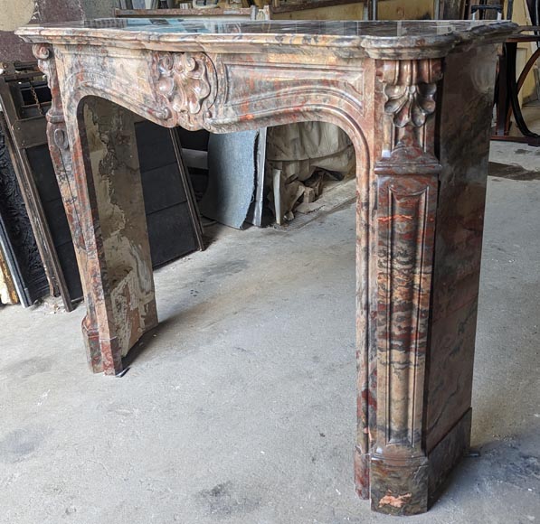 Louis XV style three shell mantel in Enjugerais marble-6