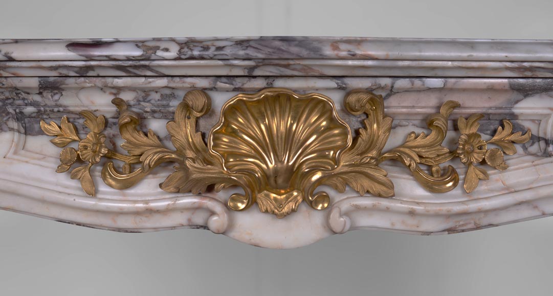 Louis XV mantel in Brecca di Seravezza marble with gilt bronzes-1