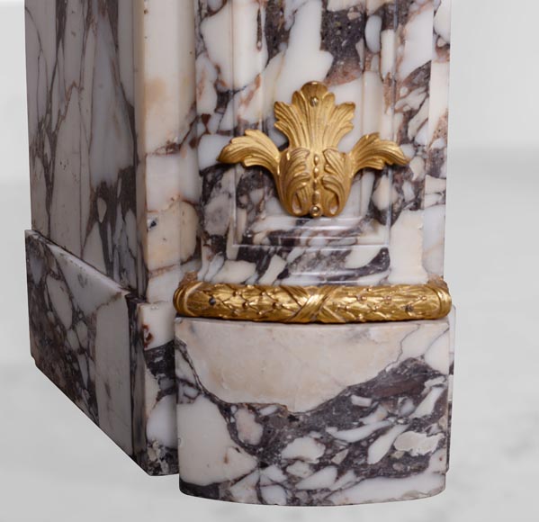 Louis XV mantel in Brecca di Seravezza marble with gilt bronzes-5