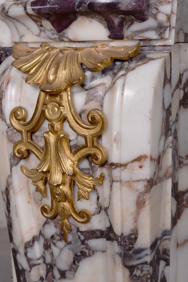 Louis XV mantel in Brecca di Seravezza marble with gilt bronzes-8