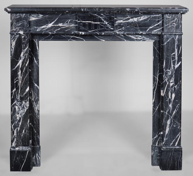 Louis XVI style fireplace in black Marquina marble-0