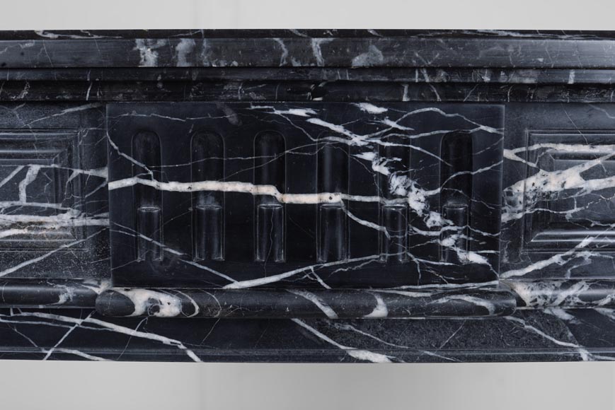 Louis XVI style fireplace in black Marquina marble-1