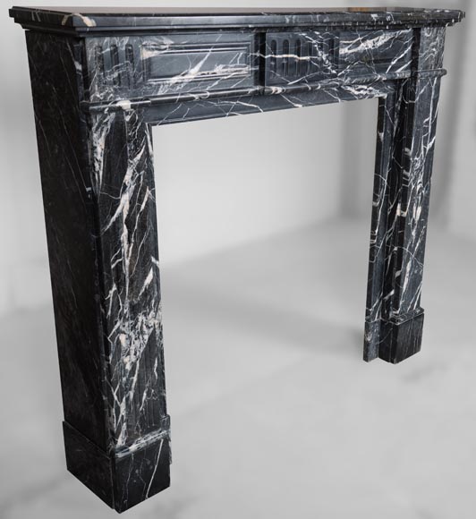 Louis XVI style fireplace in black Marquina marble-3
