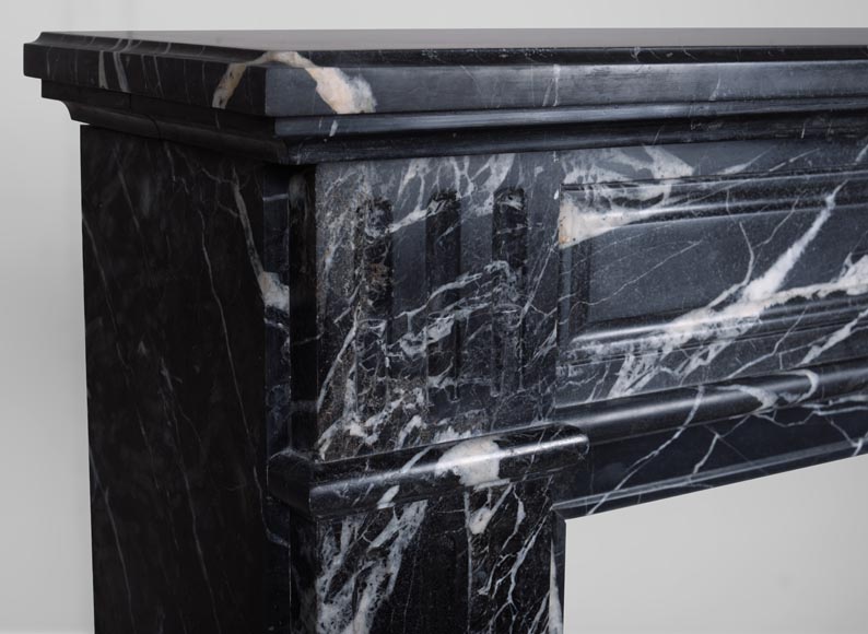 Louis XVI style fireplace in black Marquina marble-4