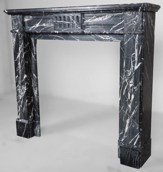 Louis XVI style fireplace in black Marquina marble-6
