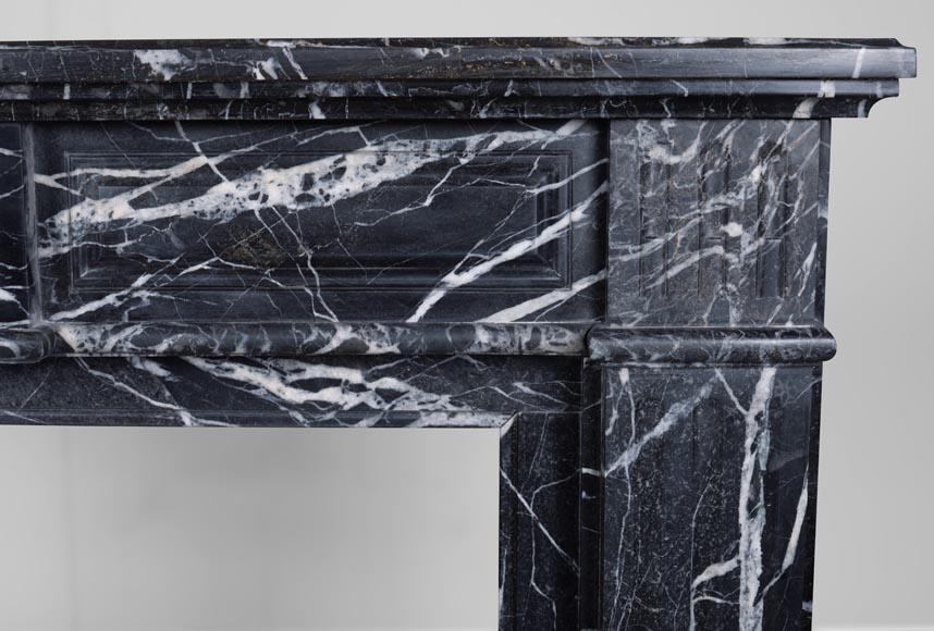 Louis XVI style fireplace in black Marquina marble-7